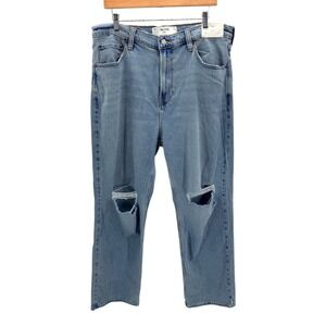 Hollister Baggy Jeans Stretch Distressed Light Wash Denim Men's 36 X 32 New